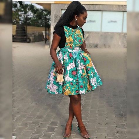 Ankara Dress Styles For Teenagers, Ankara Styles For Teenage Girl, Pinafore Dress Outfit, Short Ankara Gowns Style, Ankara Short Gowns, Ankara Skirt Styles, Pinafore Skirt, Ankara Dress Designs, Ankara Long Gown Styles