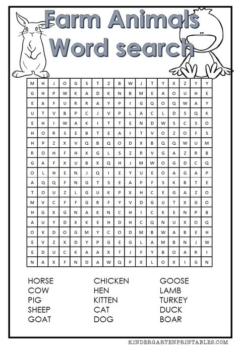 Farm Animals word search free printable Word Search Free Printable, Plane Trip, Farm Animals Activities, Kids Word Search, Free Printable Word Searches, Word Search Printables, Animal Flashcards, Farm Animal Coloring Pages, Kindergarten Printables