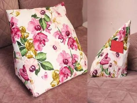 Triangle Wedge Pillow Sewing Tutorial Pillow Sewing, Bed Wedge, Triangle Pillow, Wedge Pillow, Reading Pillow, Neck Pillow Travel, Traditional Pillows, Diy Pillows, Home Decor Fabric