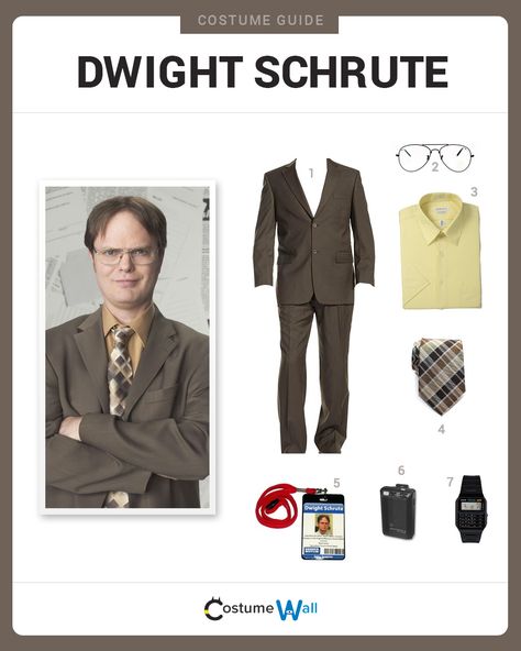 Dress Like Dwight Schrute from The Office. See additional costumes and Dwight Schrute cosplays. Dwight Shrute Costume, Dwight Halloween Costume, Meme Day Costumes, The Office Costumes, Office Halloween Costumes, The Office Dwight, Spirit Week Outfits, Homecoming Week, Clever Halloween Costumes