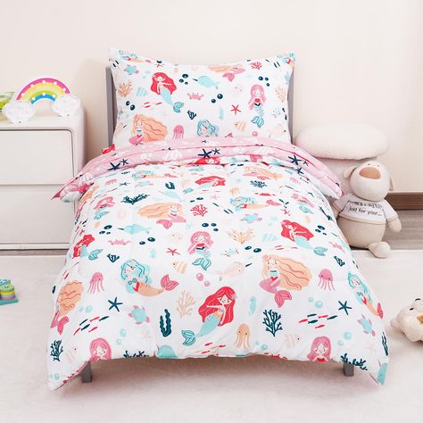 Mermaid Bed, Mermaid Bedding, Toddler Comforter, Mermaid Bedroom, Toddler Bedding, Toddler Bed Set, Bed In A Bag, Baby Bedroom, Pillow Talk