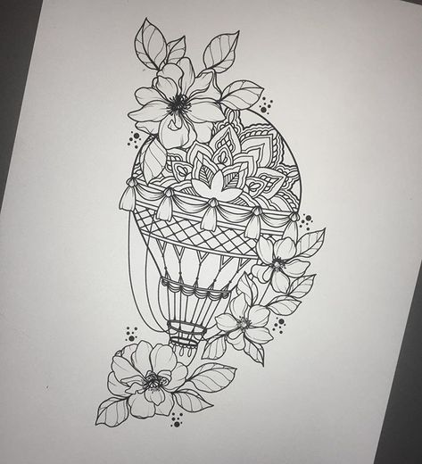 Dani 🍃 on Instagram: “Available 🖤 drop me an email to✖️danibelleink@gmail.com✖️ if you'd like it ☺” Hot Air Balloon Tattoo, Air Balloon Tattoo, Artwork Tattoo, Balloon Tattoo, Disney Tattoo, Photography Artwork, Mandala Tattoo, Tattoo Design Drawings, An Email