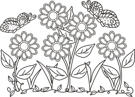 Flower Coloring Pages ⋆ coloring.rocks! Flower Garden Coloring Pages, Flower Garden Pictures, Printable Flower Coloring Pages, Garden Coloring, Garden Coloring Pages, Coloring Pages Inspirational, Spring Coloring Pages, Pokemon Coloring, Flower Printable