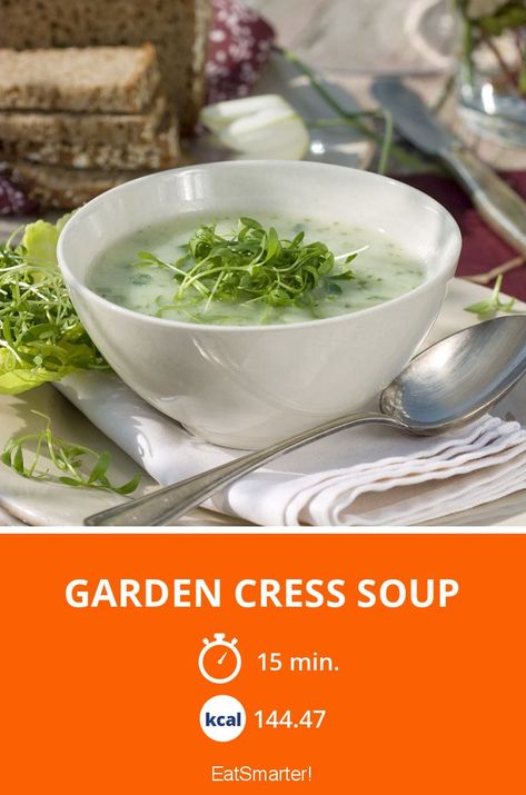 Garden Cress Soup - few calories - quick recipe - simple dish - So healthy is the recipe: 86.0/10 | A recipe idea by EAT SMARTER | soup #herb #healthyrecipes Cress Soup, Losing 40 Pounds, Recipe Simple, Eat Smart, Green Vegetables, Food Shows, Natural Health Remedies, Eat Smarter, June 2024