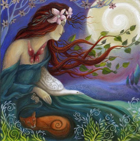 SPRING GODDESS Amanda Clark Art, Fox Art Print, Woodland Wall Art, Art Fox, Clark Art, Spring Equinox, Fairytale Art, Goddess Art, Fox Art