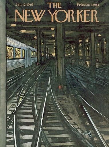 New Yorker January, New Yorker Cover, The New Yorker Magazine, New Yorker Magazine, New Yorker Covers, Grand Central Station, Cover Artwork, January 12, Vintage Poster Art