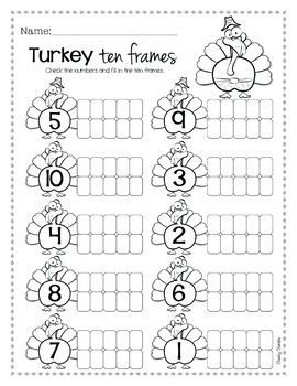 *****FREE***** Thanksgiving - Ten Frame Thanksgiving Number Activities Preschool, Thanksgiving Crafts For Kids To Make, Thanksgiving Craft Kindergarten, November Homeschool, Thanksgiving Math Kindergarten, Dinosaur Preschool, Color By Letter, Thanksgiving Math Worksheets, No David