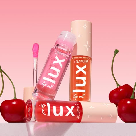 Our Lux Lip Oils give a sheer kiss of colour and the most hydrating shine, you'll have the softest pout without feeling sticky or greasy! 🍒💦 Looking for that glazed lips effect? 👀✨ Line your cupid's bow and the center of your lower lips with our Lippie Pencil before topping it off with our Lux Lip Oil! Purchase Lux Lip Oils for only $5 each now on colourpop.com during our National Lipstick Day sale! 💄🛒 #lipoil #lipgloss #nationallipstickday #sale Lip Oil Photoshoot, Lip Oil Product Photography, Lip Oil Photography, Lipgloss Photography, Glazed Lips, Lipstick Photography, Colourpop Lip, National Lipstick Day, Cupid's Bow