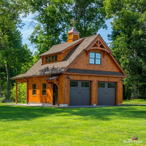 Log Garage With Loft, Timber Frame Garage With Apartment, Two Car Garage With Loft, Garage Upstairs Ideas, Garage With Loft Plans Layout, Garage With Upstairs Apartment, Cabin Garage With Loft, Living In A Garage While Building, Garage Design With Apartment