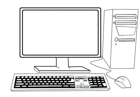 Computer Coloring Pages - Best Coloring Pages For Kids Computer Sketch, School Computer Lab, Game Computer, Kids Printable Coloring Pages, Computer Drawing, Computer Projects, Kids Computer, School Computers, Computer Set