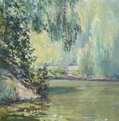 Pond Painting, Green Paintings, Seni Cat Air, Summer Landscape, Aesthetic Painting, Old Paintings, Painting Wallpaper, Ethereal Art, Dreamy Art