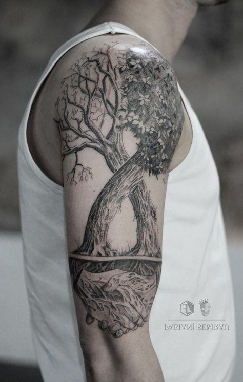 Family Tree Tattoo Designs, Tree Tattoo Sleeve, Physics Tattoos, Tree Tattoo Ideas, Family Tree Design, Tree Sleeve Tattoo, Sky Tattoos, Karma Tattoo, Family Tree Designs