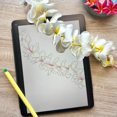 Hello everyone, I’m back from my insta-break 😁 Here’s some plumeria art! The best part about drawing from live model flowers and not just pictures I take is enjoying the sweet fragrance throughout the entire process! 🧘🏽‍♀️☺️🤍 . . #art #illustration #digitalart #plumeria #lei #leilove #frangipani #ipadart Lei Drawing, Plumeria Art, Plumeria Lei, Just Pictures, Hawaiian Lei, Sweet Fragrance, Live Model, Ipad Art, Sweet Fragrances