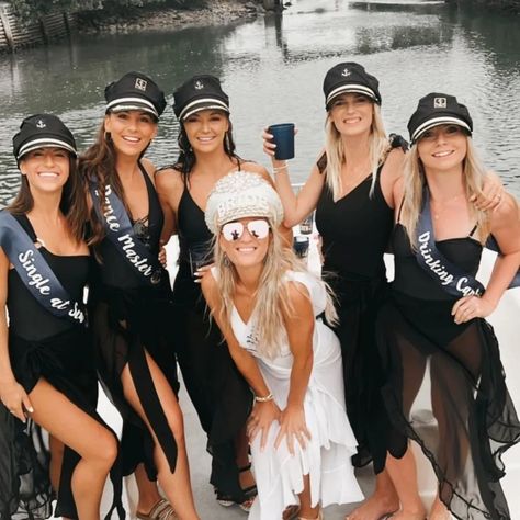 Last Sail Before The Veil Bachelorette Weekend Theme Bride Captain Hat Nautical Bachelorette, Cruise Bridal Shower Ideas, Bachelorette Cruise Room Decor, Boat Bridal Shower Ideas, Bachelorette Party On A Boat, Yacht Day Bachelorette, Cruise Ship Bachelorette Party, Adele Kitchen, Bachelorette Cruise Ideas