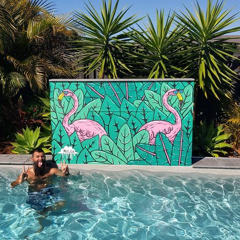 Red Lemonade, Pool Paint, Garden Mural, Mural Ideas, Cafe Art, Water Blue, Murals Street Art, Wall Paintings, Swimming Pools Backyard