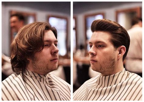 Turning the handsome young man into a fine groomed gent. Men Hair Cut, Before And After Haircut, Barber Haircut, Jim Rohn, Classic Hairstyles, Barber Life, It Gets Better, Great Hair, Hair Cut