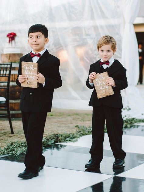 Caution: Cuteness overload ahead with these 12 adorable ring bearer signs. Fall Backyard Wedding, Ring Bearer Suit, Fall Backyard, Ring Bearer Signs, Blue Diamond Engagement Ring, Bearer Outfit, Moon Wedding, Gold Flower Ring, Ring Bearer Outfit