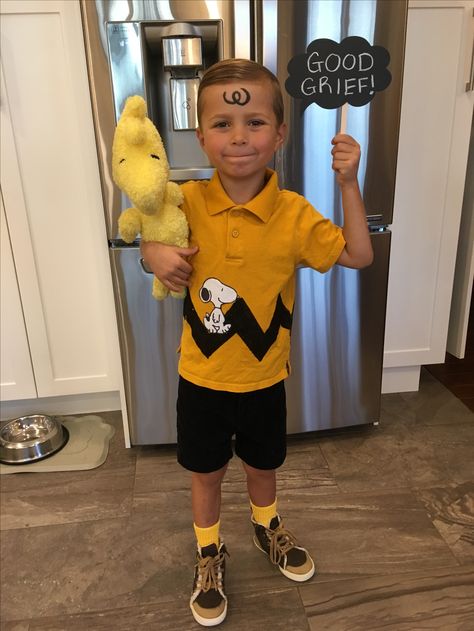 Charlie Brown Halloween costume Charlie Brown Costume Ideas, Peanut Character Costumes, Charlie Brown Diy Costume, Peanuts Costumes Family, Charlie Brown Kids Costume, Charlie Brown Characters Costumes, Diy Charlie Brown Costume, Peanuts Family Costume, Charlie Brown Costume Group