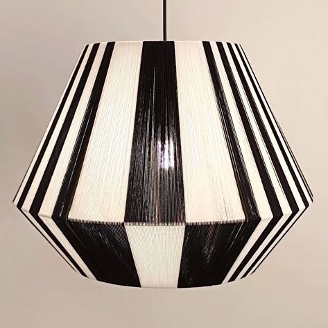 ARLECCHINO Bon Bon Black and White Yarn-Shade, Handmade Pendant Lamp. High quality cotton threads are wrapped around a special welded metal frame. It is an elegant and adaptable piece that will stand out in any room. It fits perfectly in the bedroom, living room, dining room or even on the terrace! Also ideal for your business space. A piece to show off your personal style, crafted with care and entirely by hand! The metal frame (designed and hand-woven by us) is made to order in our wo... Handmade Lampshades, Light Ideas, Business Space, Wire Lights, The Terrace, Bon Bon, Handmade Pendant, Living Room Dining Room, Lamp Shades