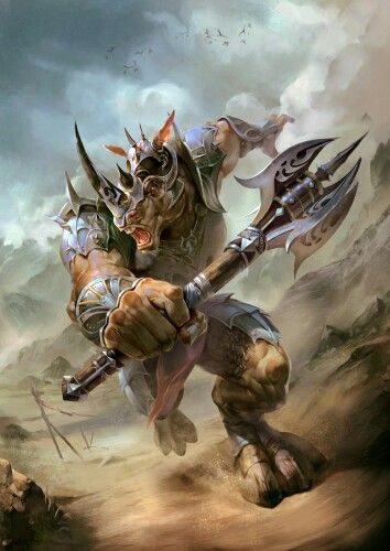 Rhino warrior Animal Warrior, Fantasy Beasts, Game Illustration, Fantasy Races, Fantasy Monster, Dessin Adorable, Arte Fantasy, Fantasy Warrior, 판타지 아트