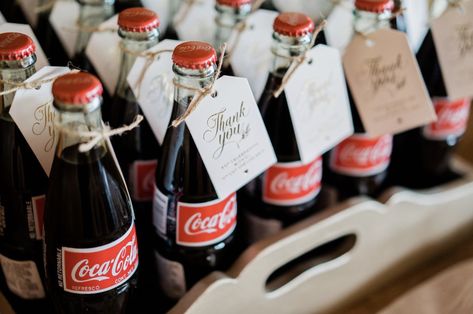 Coke Wedding Favors Soda Wedding Favors, Diet Coke Wedding Favor, Coke Wedding Favors, Coca Cola Wedding, White Trash Wedding, Sims Wedding, Sprinkle Ideas, Coke Drink, Vintage Coke