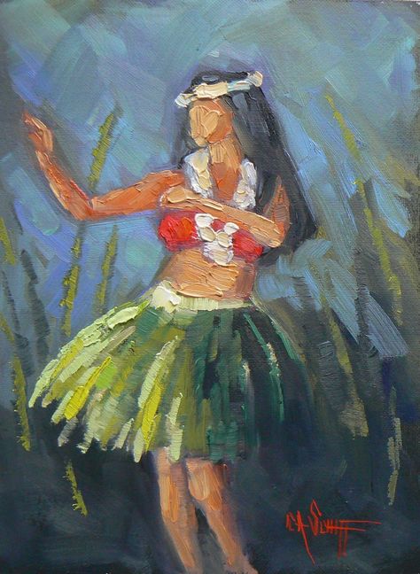 CAROL SCHIFF DAILY PAINTING STUDIO: Hula Dancer Painting, Daily ... Hawaiian Painting, Hawaii Painting, Hawaiian Dancers, Dancer Painting, Polynesian Art, Hawaii Art, Hula Dancers, Hawaiian Art, The Palms