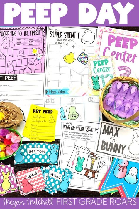 To Peep or not to Peep - First Grade Roars! Easter Centers First Grade, Peep Day First Grade, Peep Day Activities, Easter First Grade, Peeps Activities, Playing Preschool, Shared Reading Activities, Peeps Crafts, Random Holidays