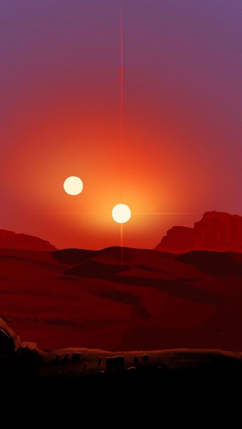 Tattooine Wallpaper, Binary Sunset Wallpaper, Grant Chapman, Tatooine Sunset, Binary Sunset, Wallpapers Tablet, Star Wars Planets, Star Wars Crafts, Star Wars Background