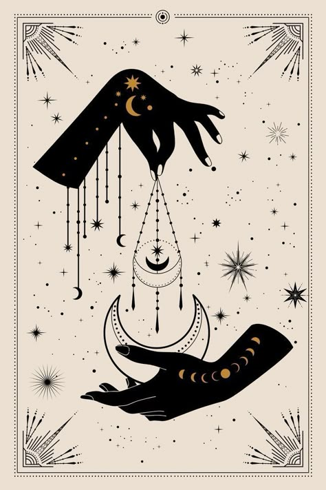 Witch Wall Decor, Witchcraft Design, Sun And Moon Print, Witchy Wall Decor, Themed Wallpapers, Celestial Decor, Simple Wallpaper, Esoteric Art, Witchy Wallpaper