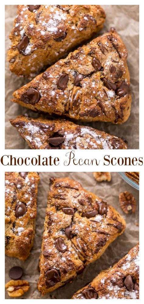 Chocolate Pecan Scones, Desert Christmas, Pecan Scones, Chocolate Scones, Scones Recipe Easy, Baker By Nature, Homemade Scones, Scones Ingredients, Parties Ideas