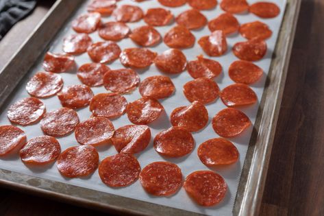 Crispy Pepperoni Chips - Easy Keto Friendly Snack - Low Carb Maven Crispy Pepperoni, Salami Chips, Pepperoni Chips, Low Carb Snacks Sweet, Low Carb Chips, Low Carb Maven, Low Carb Sauces, Keto Snack, Low Carb Diet Recipes