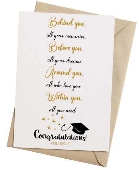 Graduation Card Messages, Envelope Sticker, Graduation Card, Unique Greeting Cards, Graduation Cards, Card Gift, Paper Envelopes, Unique Cards, School College