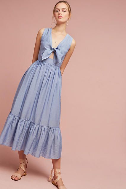 Shoshanna Kayla Tie-Front Midi Dress Dress With A Bow, Flowy Maxi Dress, Fashion 2020, Looks Style, Simple Dresses, Blue Dress, Look Fashion, Spring Summer Fashion, Cute Dresses