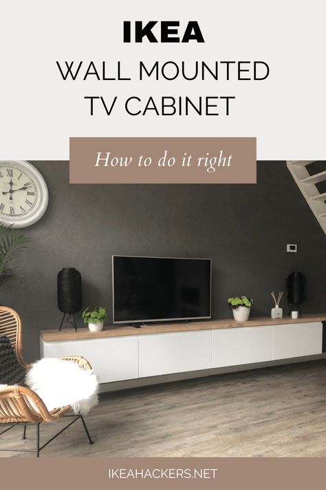 Mounted Cabinets Living Room, Low Wall Cabinets Living Room, Cabinet Under Mounted Tv, Unit Under Wall Mounted Tv, Furniture Under Tv On Wall, Living Room Floating Cabinets, Wall Mounted Tv Unit Floating Shelves, Long Cabinet Under Tv, Long Tv Cabinet Ideas