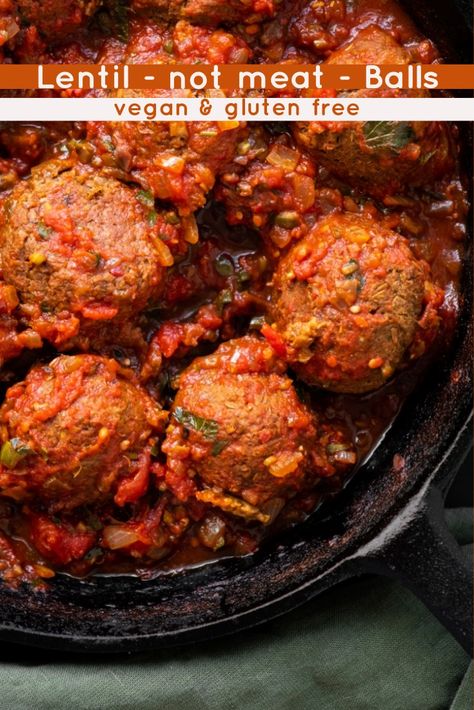 Lentil - not meat - balls Lentil Balls, Turkish Meatballs, Lentil Meatballs, Indian Lentils, Meatballs And Gravy, 2023 Recipes, Tomato Nutrition, Green Lentils, Meat Substitutes