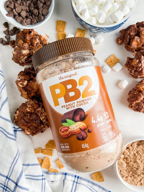 PB2 Powdered Peanut Butter with Cocoa, and other ingredients for No Bake Peanut Butter S'Mores Cookies. Pb2 Peanut Butter, Peanut Butter Powder Recipes, Pb2 Recipes, Peanut Butter Smores, Golden Grahams Cereal, Peanut Butter Popcorn, Golden Grahams, S Mores Cookies, 3 Ingredient Cookies