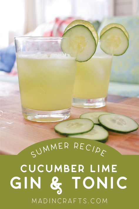 Gin And Tonic Recipe, Tonic Recipe, Cucumber Juice, Slice Of Lime, Fancy Drinks, Tonic Water, Hot And Humid, Gin And Tonic, Summer Recipes