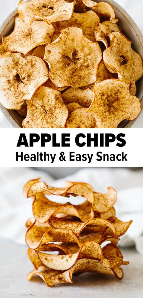 Baked Apple Chips, Apple Chips Recipe, Apple Chips Baked, Fall Snacks, Apple Chips, Baked Apple, Snacks Saludables, Healthy Snacks Easy, Homemade Snacks