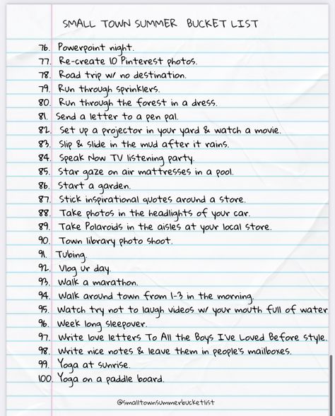 Losers Guide To A Good Summer, Yolo Bucket List, Small Town Summer Bucket List, Teenage Bucket Lists High Schools, Summer Bucket List With Friends, Summer Bucket List Teenager, Summer Bucket List Ideas 2024 For Teens, Summer Bucket List 2024, Summer Bucket List 2024 Teenagers