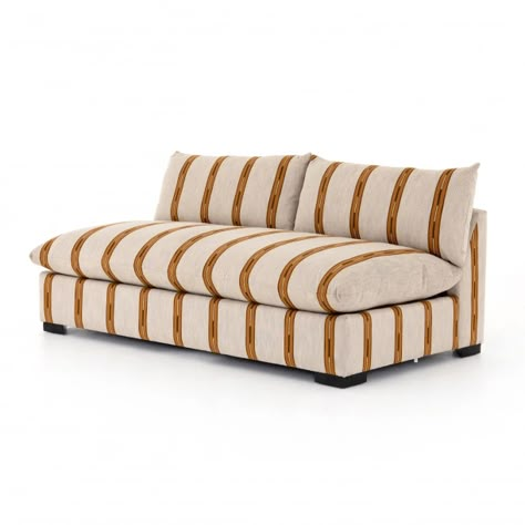 Grant Armless Sofa-Zella Amber Sofa Pouf, Corner Piece, Sofas For Sale, Sofa Dimensions, Armless Sofa, Performance Fabric, Modular Sofa, Luxury Fabrics, Sectional Sofa