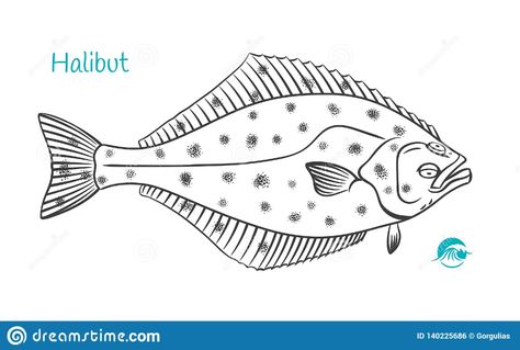 Halibut Hand-drawn Illustration Stock Vector - Illustration of cute, drawn: 140225686 Halibut Drawing, Halibut Painting, Halibut Fishing, Fish Ideas, Fish Illustration, Clay Inspiration, White Illustration, Hand Drawn Vector, Drawn Illustration