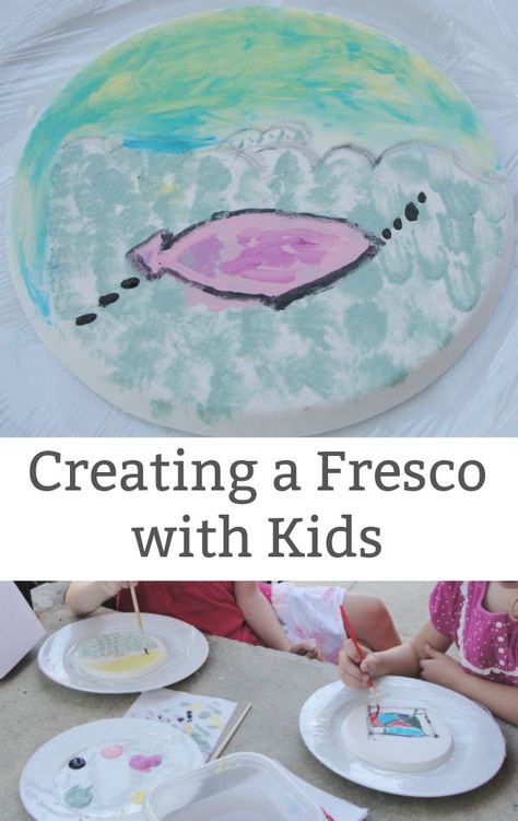 Creating a Fresco with Kids - Kids Get Arty Kids Painting Activities, Michelangelo Art, Rome Art, 6th Grade Art, Painting Activities, Art Lessons For Kids, History For Kids, Art Activity, Baroque Art