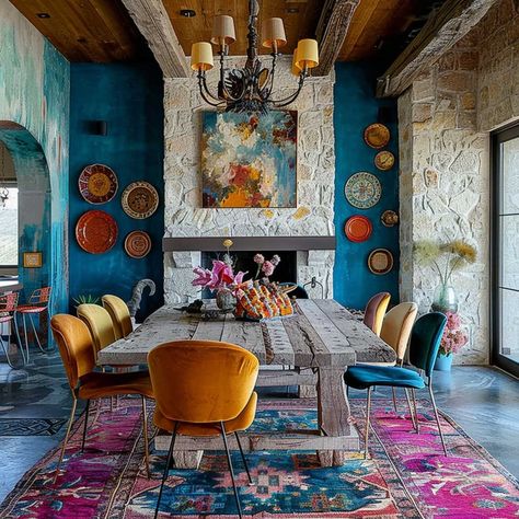 Modern Colorful Interior Design with French Country Charm • 333+ Inspiring Lifestyle Ideas France Interior Design, Classical Home, Wooden Dining Table Rustic, Columns Decor, Rustic Wooden Coffee Table, Inspiring Lifestyle, Southern Home Interior, Colorful Interior, Colorful Interior Design