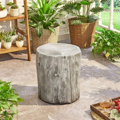 Concrete End Table, Decorative Side Table, Stump Stool, Concrete Stool, Wood Stumps, Tall End Tables, Side Table Decor, Outdoor Side Tables, Small Side Table