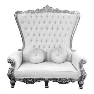 Double High Back Chair Queen Throne in White Leather and Gold Foil Frame - Victorian - Armchairs And Accent Chairs - by The Interior Gallery Pedicure Chair Ideas, Queen Throne, Chic Accent Chairs, Queen Chair, Pedicure Chairs For Sale, Pedicure Chair, Chair Ideas, Throne Chair, Art Chair