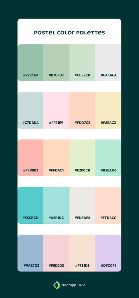 Pastel Colors: The Ultimate Guide to Using Them in Design Color Palette App Design, Pastel Color Website Design, Color Pallets Pastel, Pastel Colour Pallet, Pastel Shades Colour Palettes, Color Pallet Pastel, Pallete Color Pastel, Color Pallets Aesthetic, Pastel Color Pallet