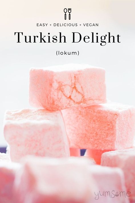 Simple Rose-Flavoured Turkish Delight Fruit Delight Recipe, Rose Turkish Delight Recipe, Rose Turkish Delight, Homemade Turkish Delight, Turkish Candy, Xmas Sweets, European Desserts, Christmas Sweets Recipes, Food Decorating