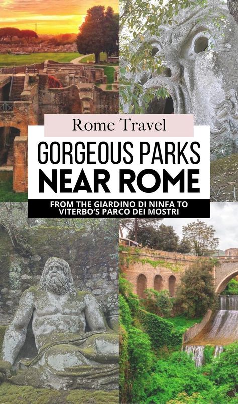 Looking for fun things to do outside of Rome? These are all the free, enchanting and magical gardens near Rome, Italy and beautiful hidden gems to spend the coolest day trip - solo, with kids or on a romantic date! rome travel guide | rome travel bucket list | free things to do around rome | best parks in rome | beautiful gardens in rome | villa torlonia | viterbo parco dei mostri | giardino di ninfa | pretty places in rome | hidden gems near rome | hidden gems in italy | villas in italy Must See In Rome Italy, Rome Hidden Gems, Fun Things To Do Outside, Must See In Rome, Rome Activities, Places In Rome, Free Things To Do In Rome, Things To Do Outside, Ancient Garden