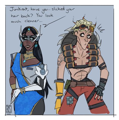 Symmetra X Junkrat, Junkrat X Symmetra, Junkrat Symmetra, Junkrat X Symmetra Overwatch, Symmetra Overwatch, Gf Material, Overwatch Comic, Jun K, Overwatch Fan Art