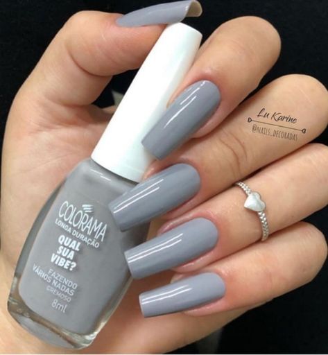 Light Gray Nails, Gray Nail, Grey Acrylic Nails, Grey Nail, Nail Paint Shades, Grey Nail Designs, French Acrylic Nails, Gray Nails, Short Acrylic Nails Designs